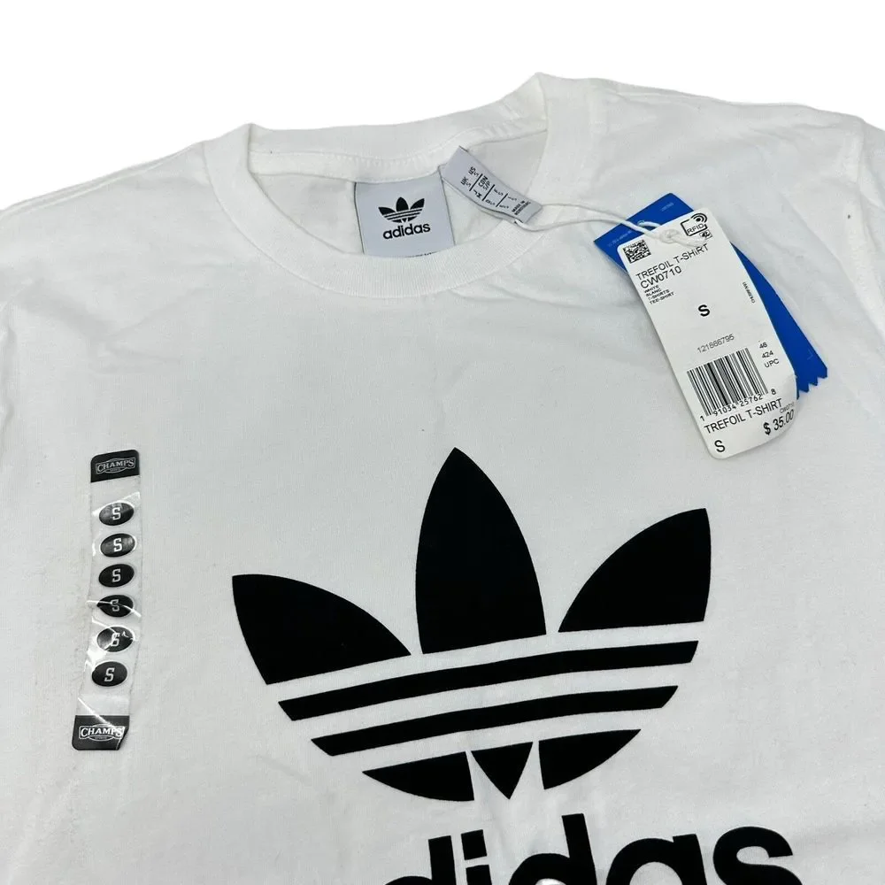 Lot Of 2 Adidas Trefoil Logo Classic Cotton T-Shirt‎ White/Black CW070 CW0710